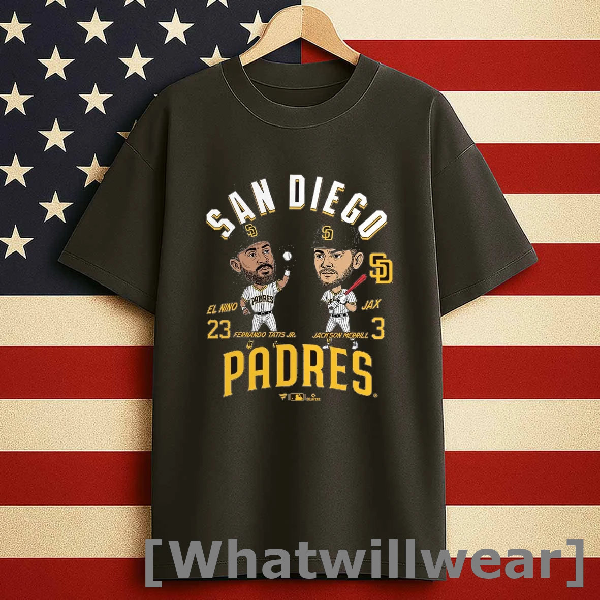 Fernando Tatis Jr And Jackson Merrill San Diego Padres Mlb Players Duo Caricatures Shirts