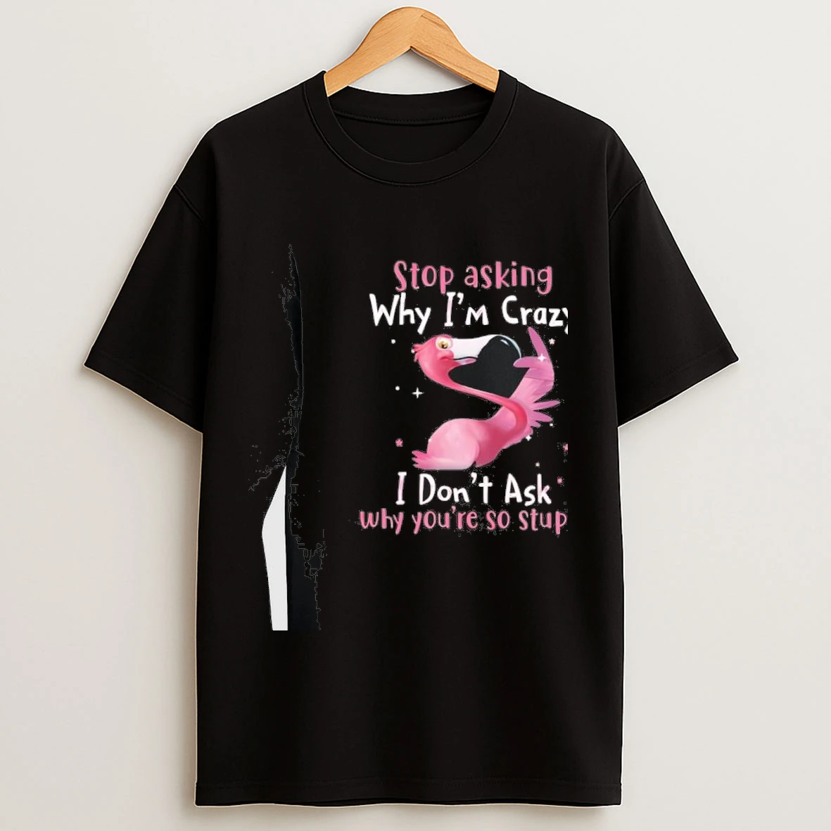 Flamingo Stop Asking Why Im Crazy I Dont Ask Why Youre So Stupid Shirts