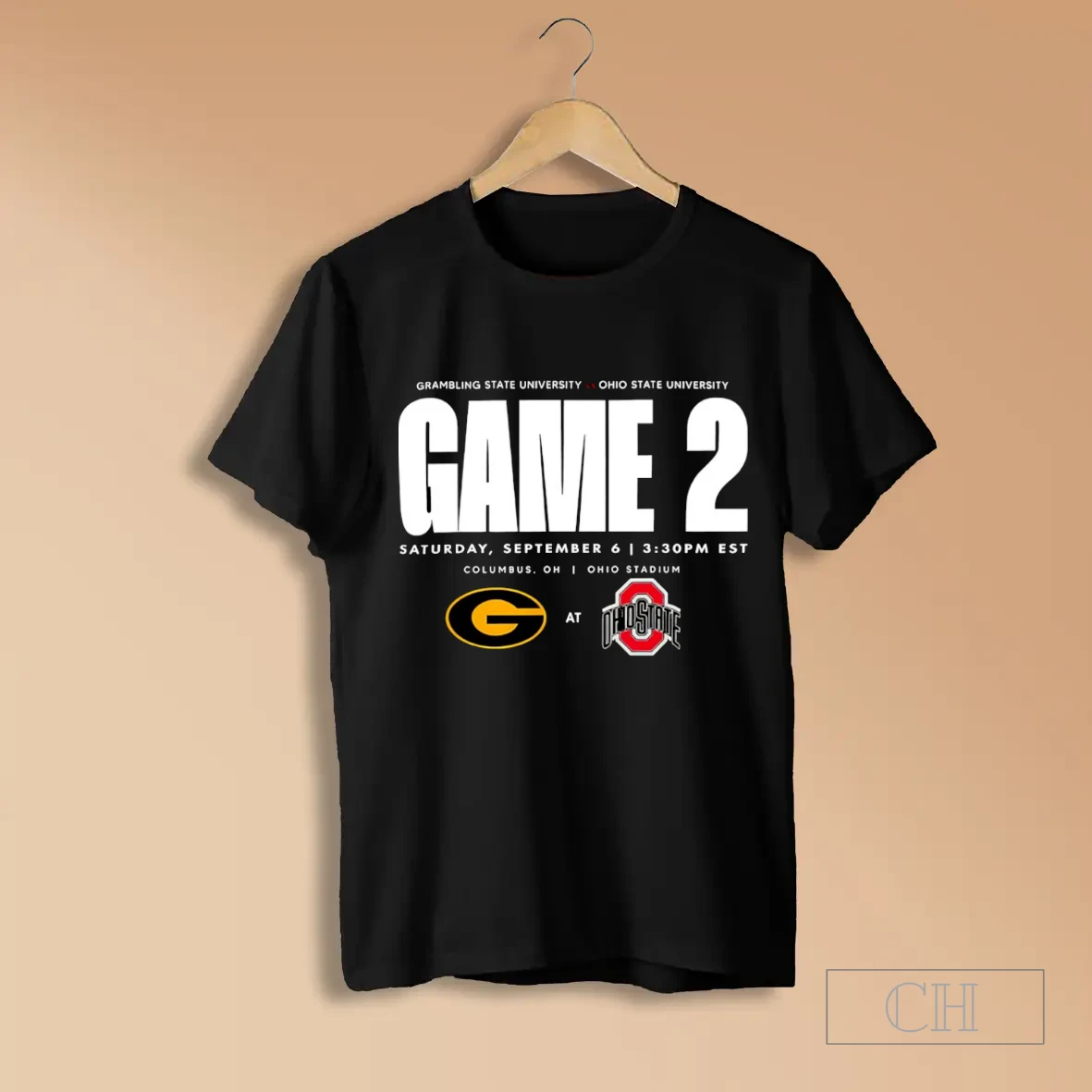 Game 2 Grambling State Tigers Vs Ohio State Buckeyes 2025 Football Gameday Shirts