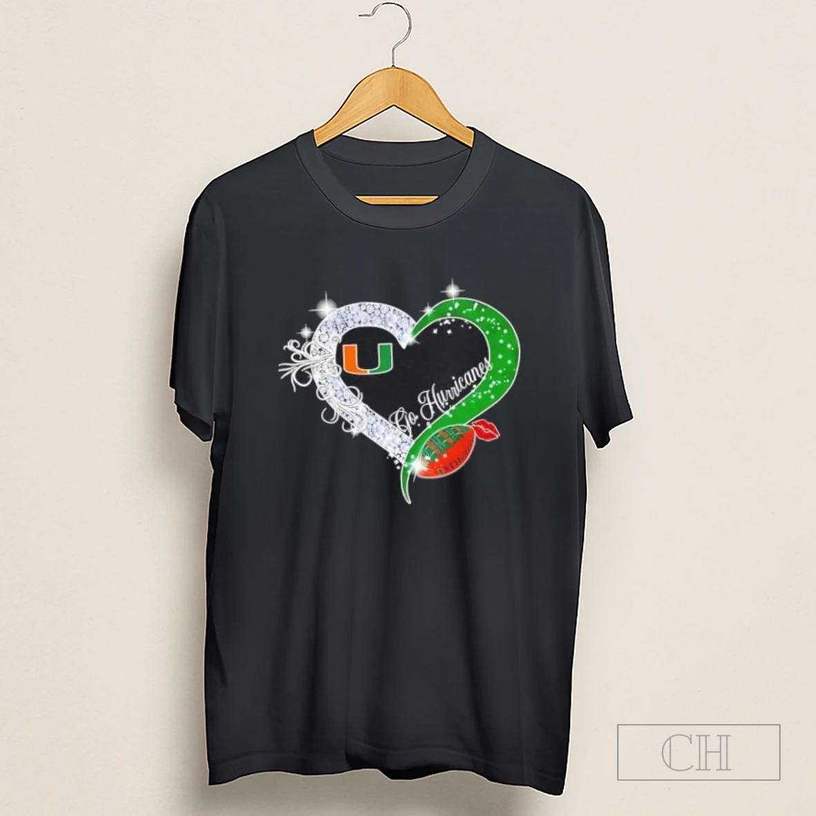 Go Miami Hurricanes Diamond Heart Shirt
