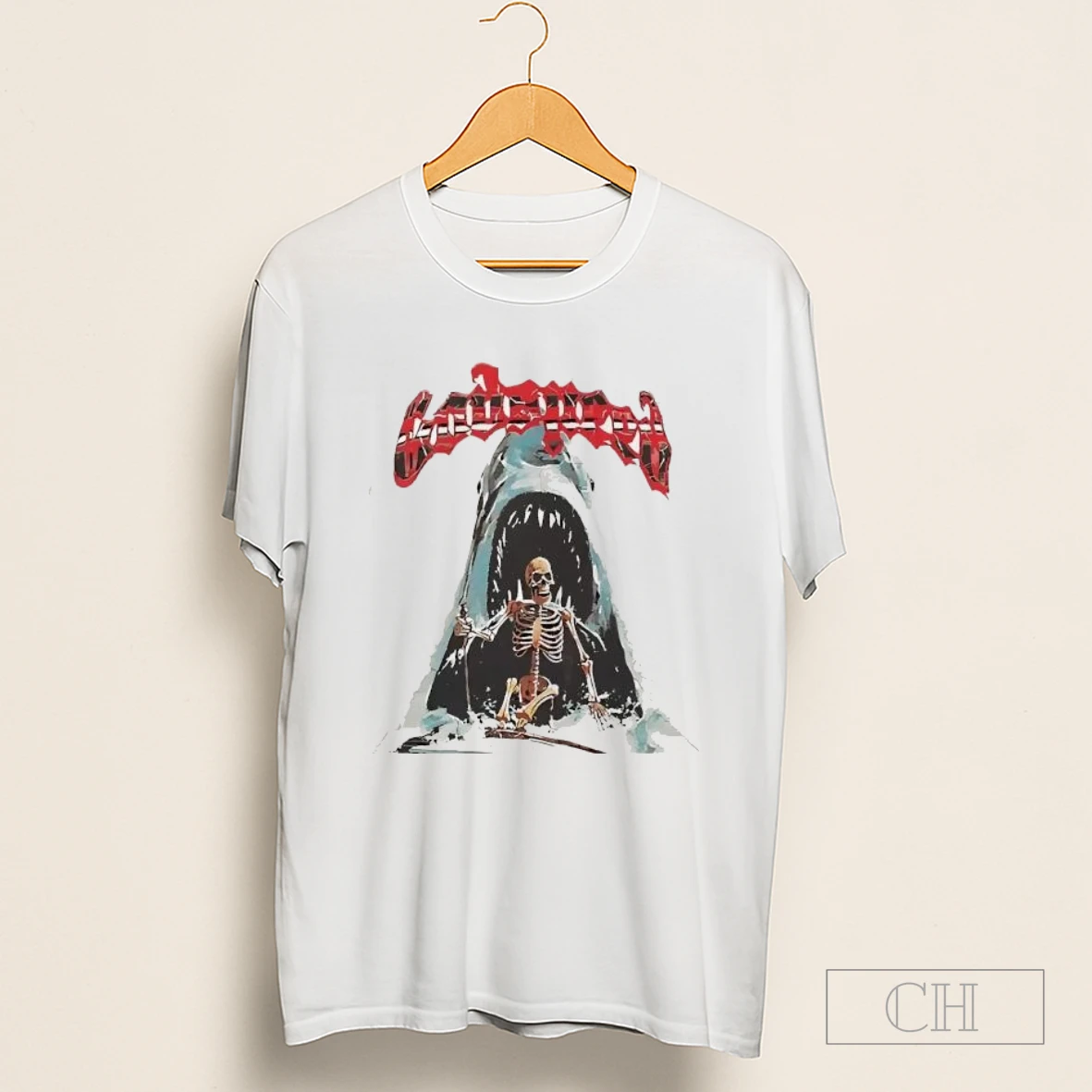 Godspeed Night Drive Skeleton Shark Jaw Behind Retro Shirt