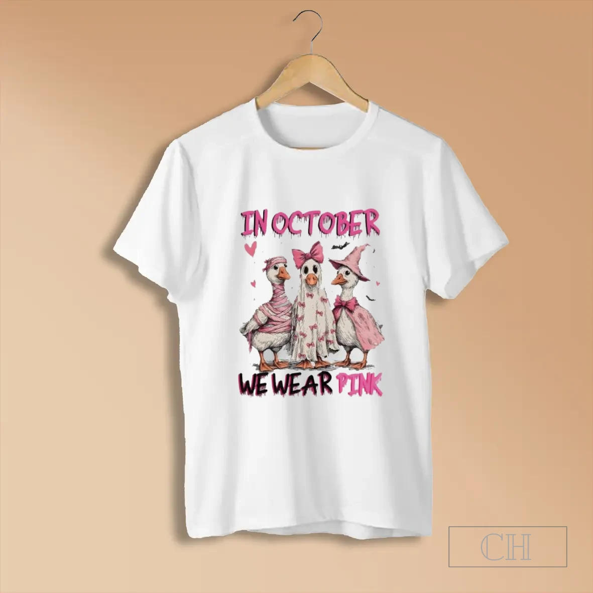 Goose Breast Cancer Cute Preppy Coquette In October We Wear Pink Halloween T Shirts