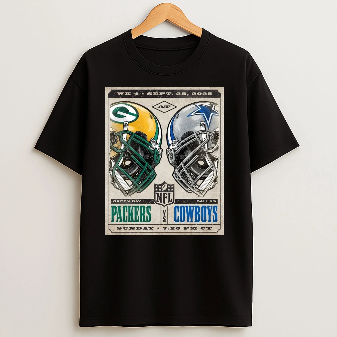 Green Bay Packers Vs Dallas Cowboys Week 4 Nfl September 28 2025 Helmet Shirts