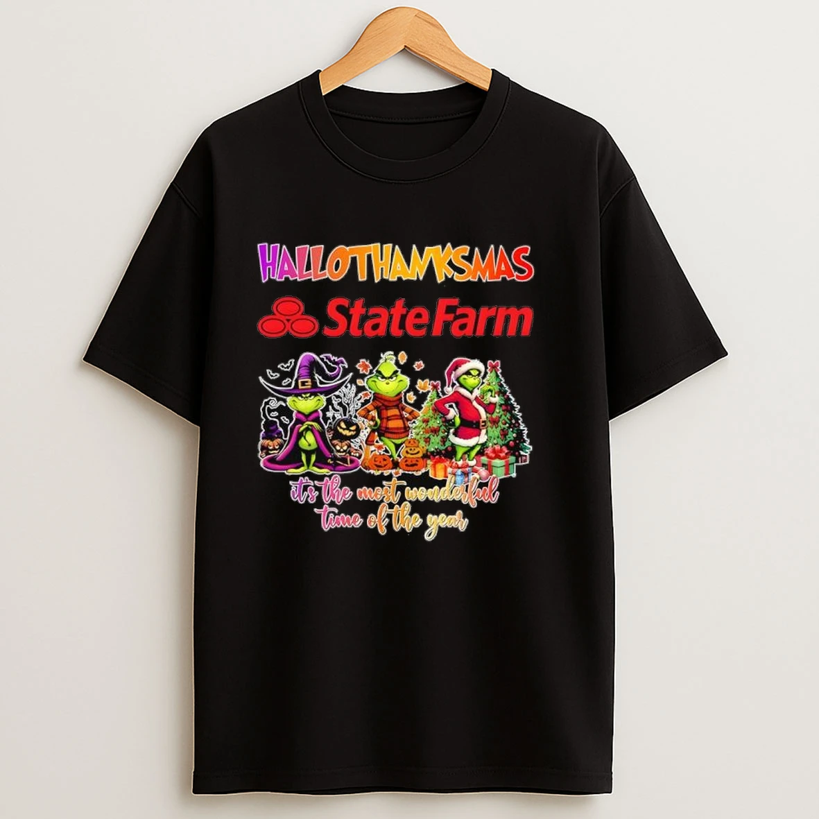 Hallothanksmas Grinch Vs State Farm Its The Most Wonderful Time Of The Year Shirts