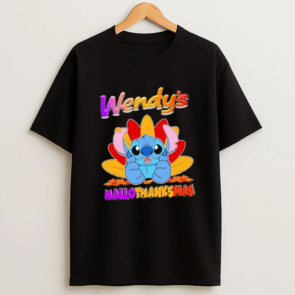 Hallothanksmas Stitch X Wendys Halloween Thanksgiving Christmas Shirts
