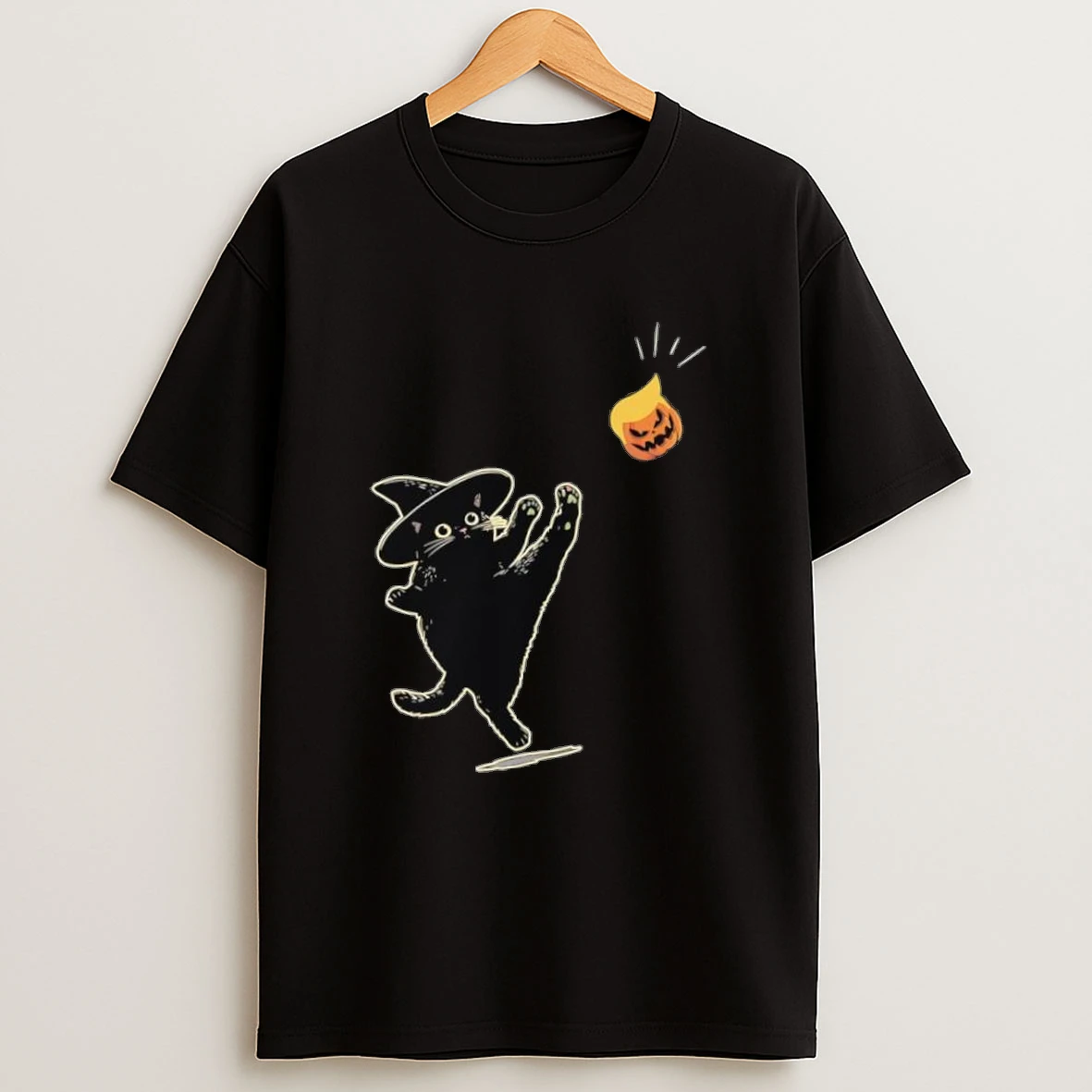Halloween Black Cat Witch With Pumpkin Trump Shirts