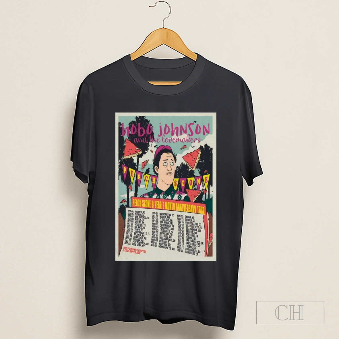 Hobo Johnson And The Lovemakers 2025 Peach Scone 8 Year 3 Month Anniversary Tour Shirt