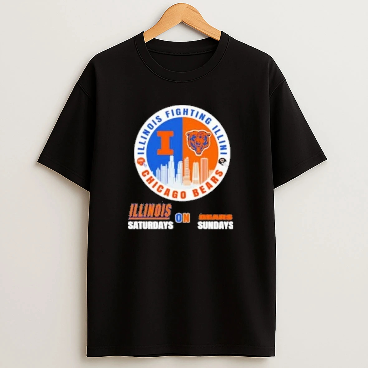 Illinois Fighting Illini Saturdays On Chicago Bears Sundays Helmet Logo Shirts