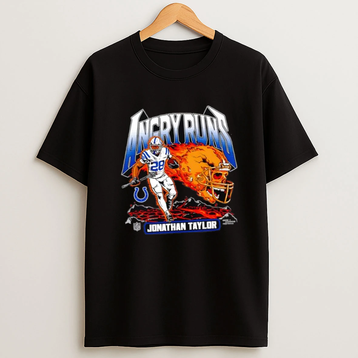 Indianapolis Colts Jonathan Taylor Charcoal Angry Runs Player Graphic Shirts