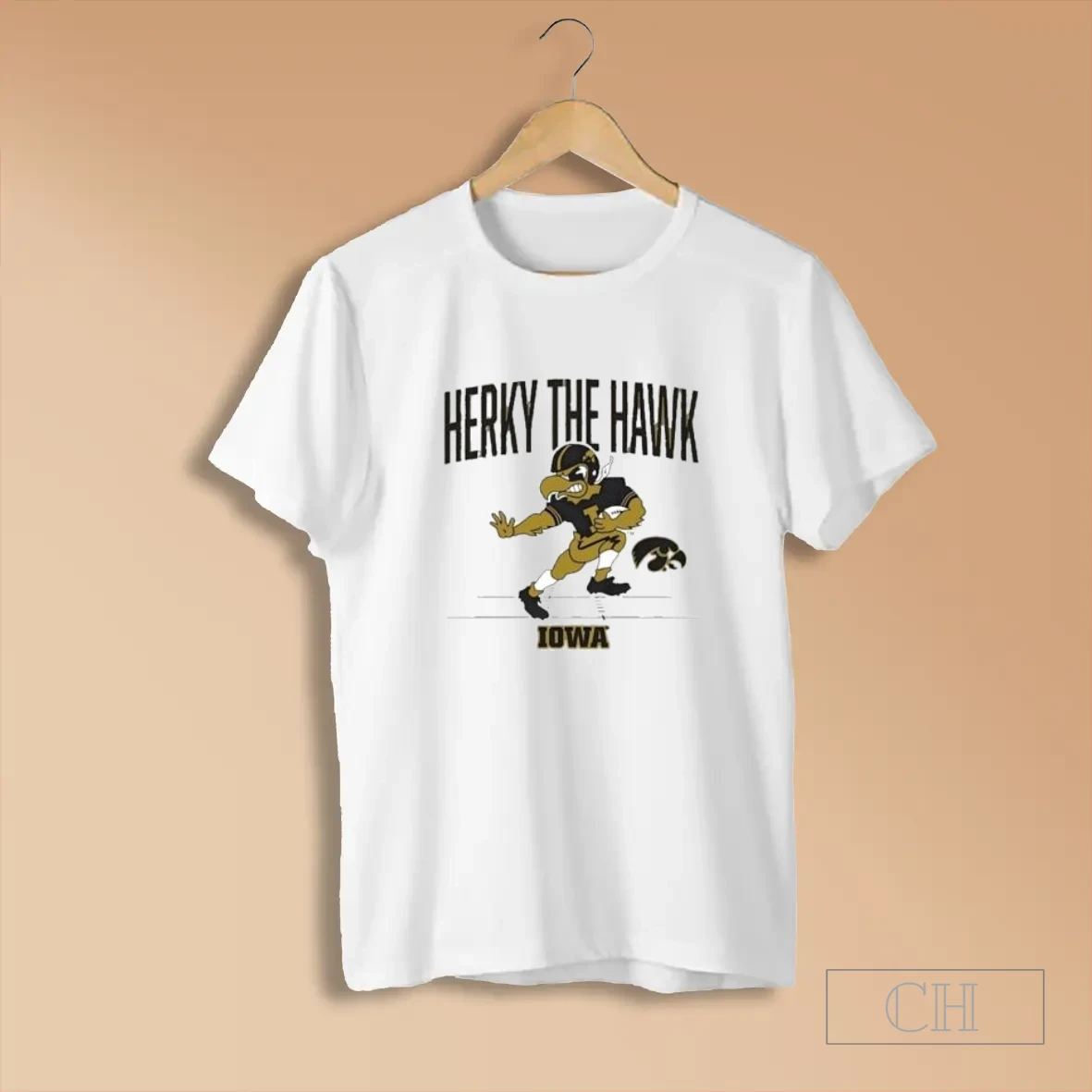 Iowa Hawkeyes Football Herky The Hawk Gridiron Mascot T Shirt