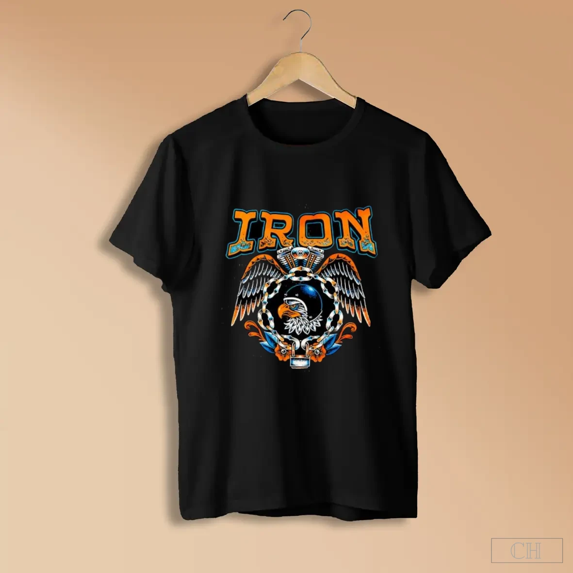 Iron And Ink Clothing Company Eagle Motorcycle Engine And Chain S Black Shirts