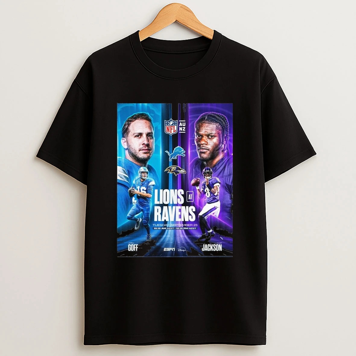 Jared Goff Detroit Lions At Lamar Jackson Baltimore Ravens Nfl Tuesday September 23 2025 Shirts
