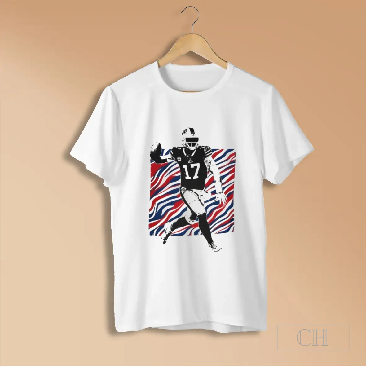 Josh Allen 17 Buffalo Bills Mafia Nfl Wave Background Cartoon T Shirts