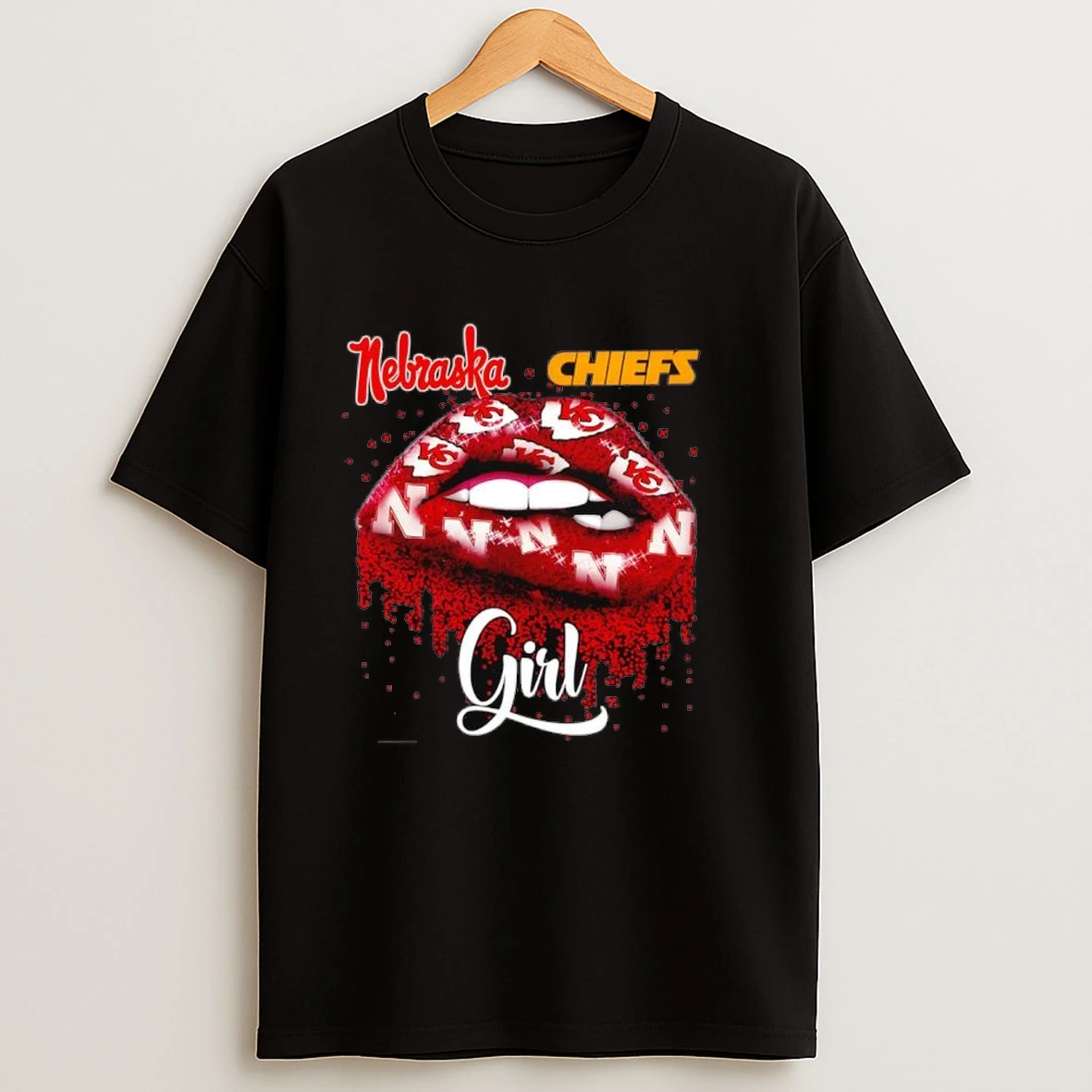 Kansas City Chiefs X Nebraska Logo Lip Girl Shirts