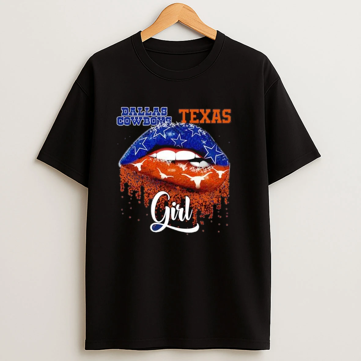 Lip Girl Dallas Cowboys X Texas Longhorns Logo Shirts