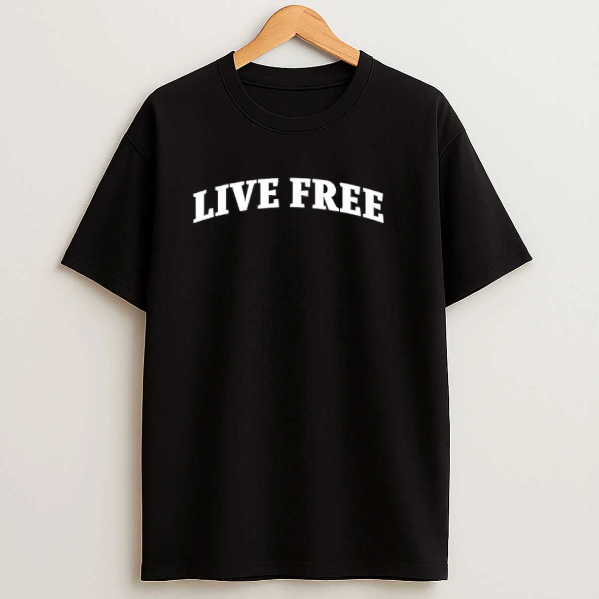 Live Free Text Minimalist Design Bold Typography Graphic Shirts