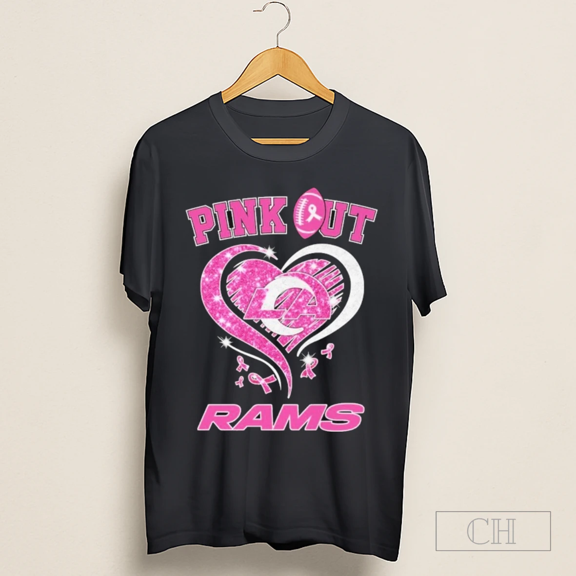 Los Angeles Rams Pink Out Breast Cancer Diamond Shirt