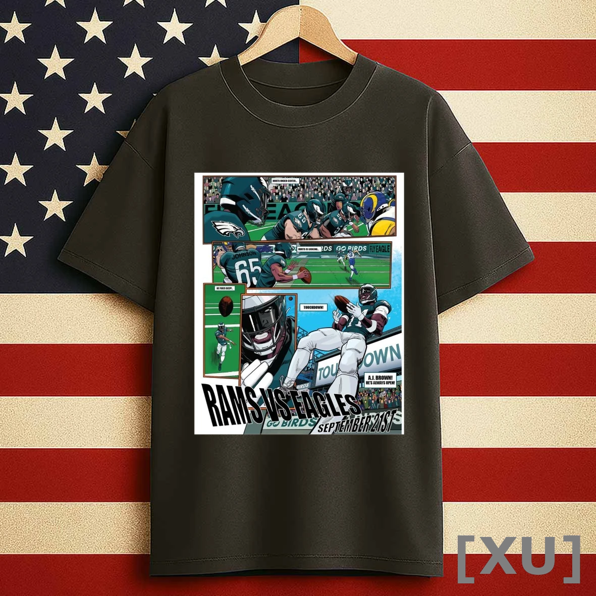 Los Angles Rams Vs Philadelphia Eagles September 21st 2025 Aj Brown Hes Always Open T Shirts