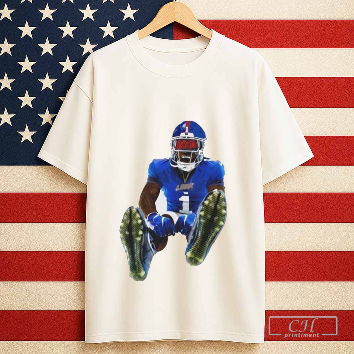 Malik Nabers Leek Mid Air Jump Ny Giants Tshirt Sweater