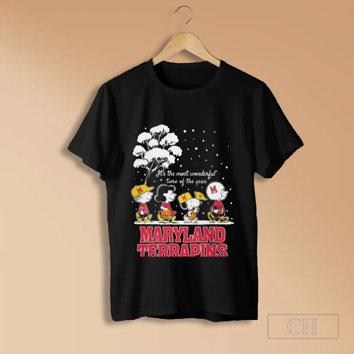 Maryland Terrapins X The Peanuts Winter Its The Most Wonderful Time Of The Year 2025 T Shirts