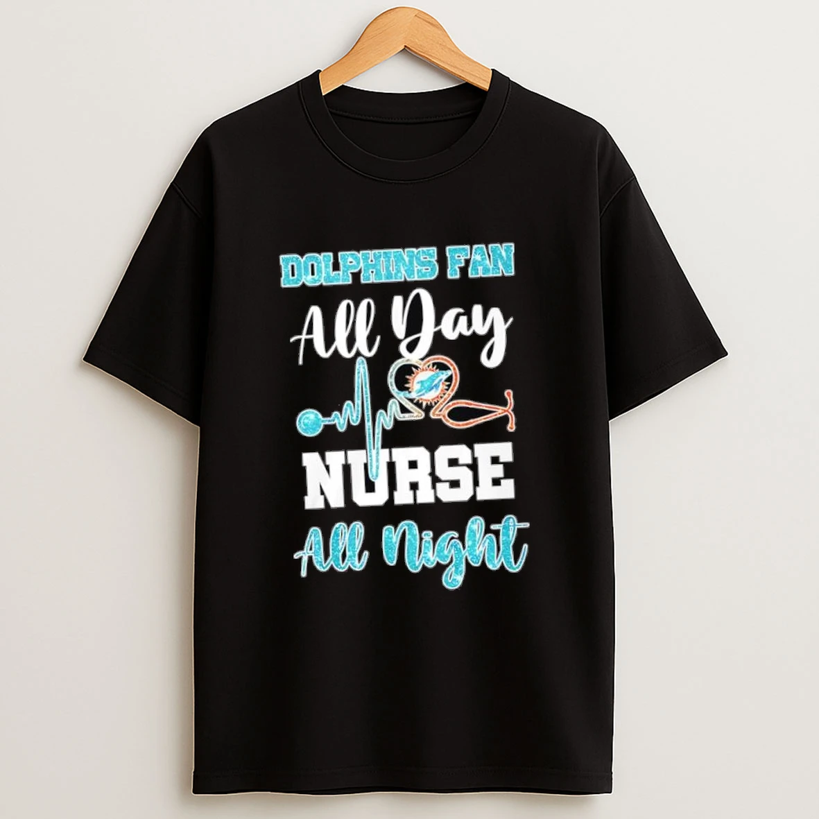 Miami Dolphins Nfl Fan All Day Nurse All Night Logo Shirts