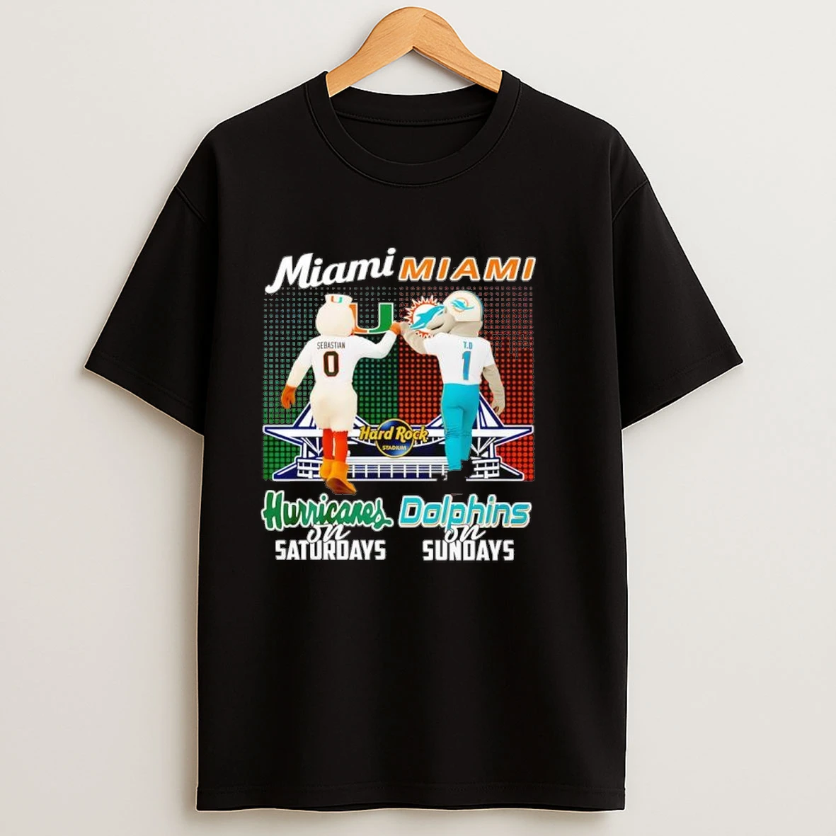 Miami Hurricanes S On Saturdays And Miami Dolphins On Sundays Mascot Shirts