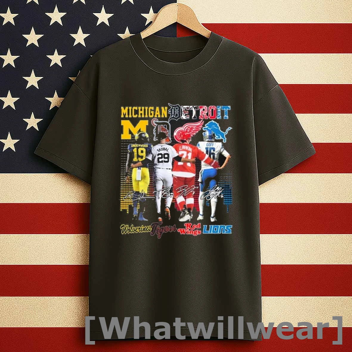 Michigan And Detroit Sports Wolverines Tigers Red Wings And Lions Signatures Shirts