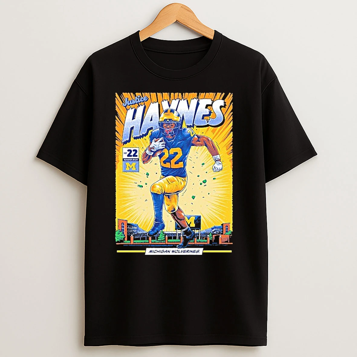 Michigan Wolverines 22 Justice Haynes Student Athlete Comic Shirts
