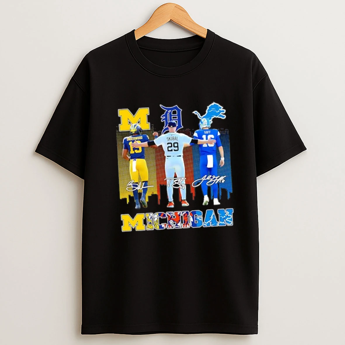 Michigan Sports Michigan Wolverines X Detroit Lions X Detroit Tigers Signatures Players Shirts