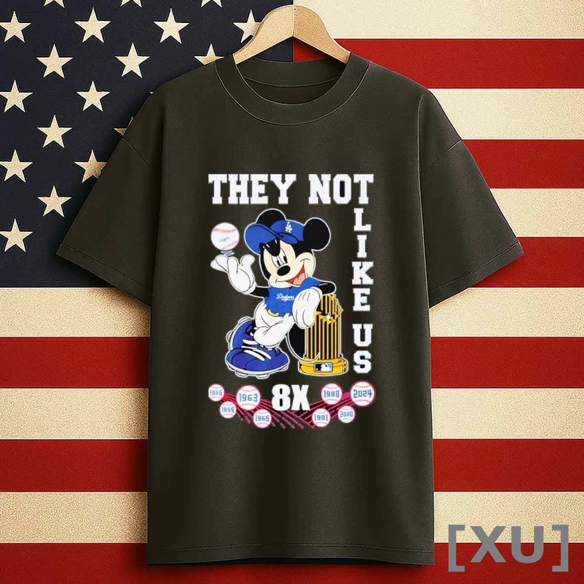 Mickey X Los Angeles Dodgers They Not Like Us 8x Champions Shirts