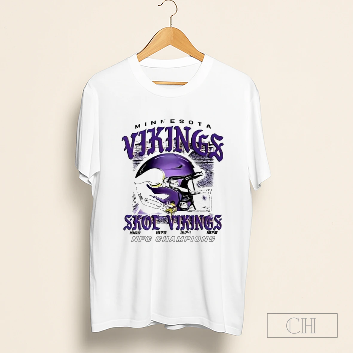 Minesota Viking Football Skol Four Time Nfc Champions Helmet Shirt
