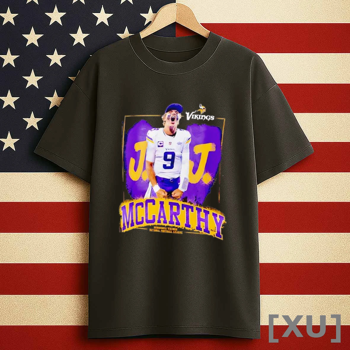 Minnesota Vikings Jj Mccarthy Black Player Graphic Shirts