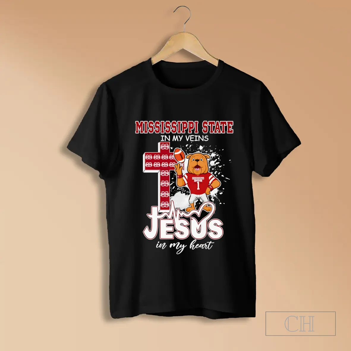 Mississippi State In My Veins Jesus In My Heart Mascot T Shirt