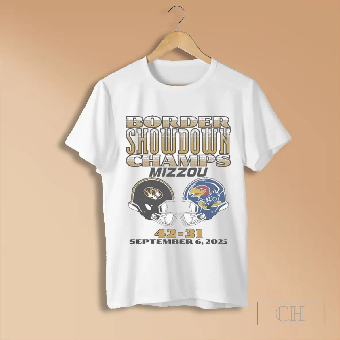 Missouri Tigers Vs Kansas Jayhawks Football Border Showdown Champs September 6 2025 42 31 Helmets T Shirts