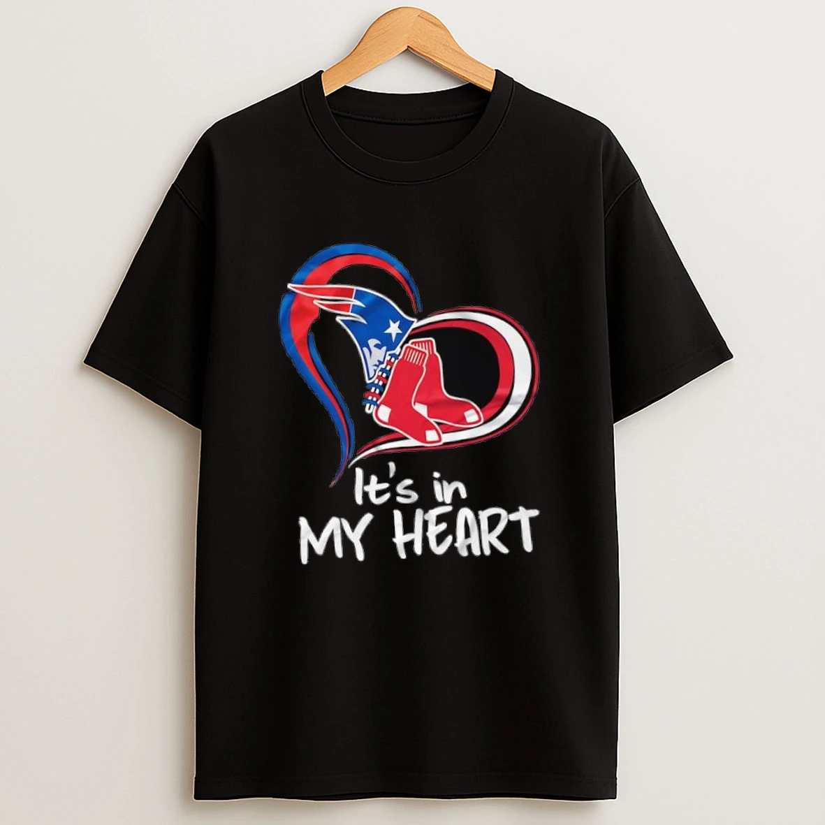New England Patriots And Boston Red Sox Its In My Heart Logo Shirts