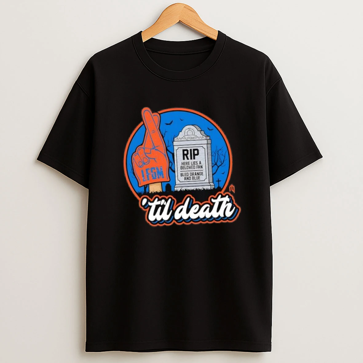 New York Mets %d1%82%d0%b0%d1%88til Death Rip Here Lies A Beloved Fan Bled Orange And Blue Lfgm Shirts