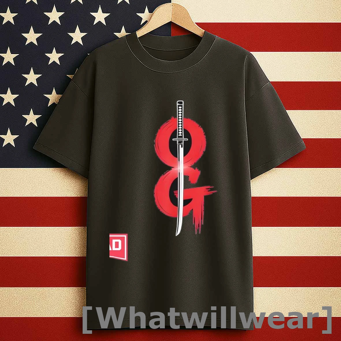 Og Sword Graphic Bold Red Brush Style Design Shirts