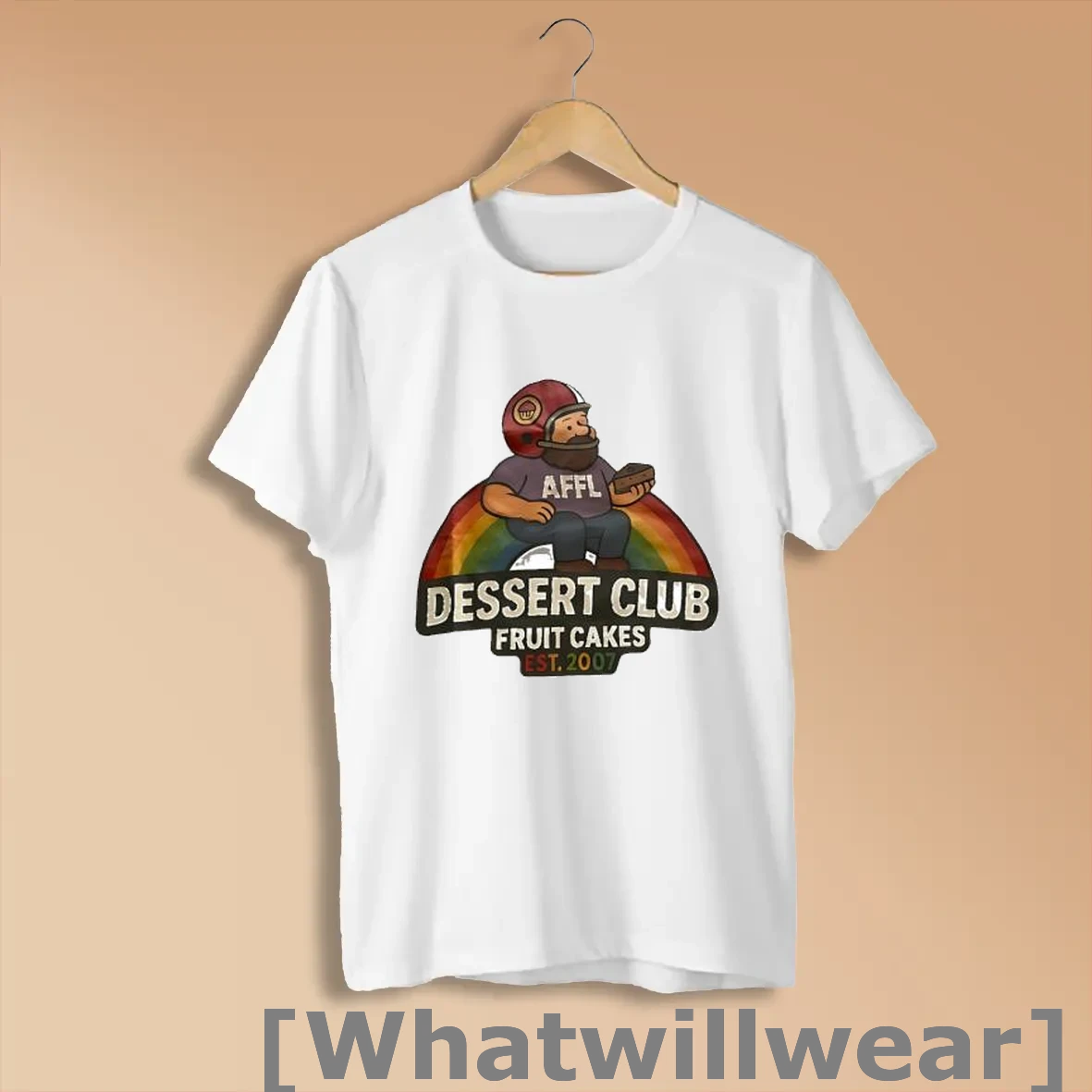 Official Affl Dessert Club Fruit Cakes Est 2007 Rainbow Football Player Posters White Shirts