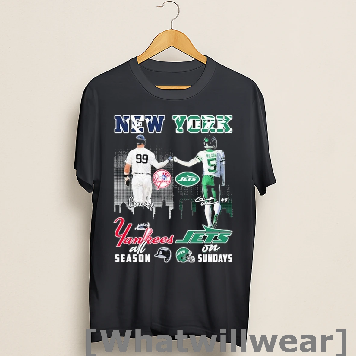 Official Aaron Judge X Garrett Wilson New York Yankees All Season New York Jets On Sundays Signatures Shirts