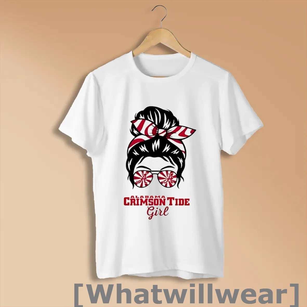 Official Alabama Crimson Tide Girl Messy Bun Glasses Shirts