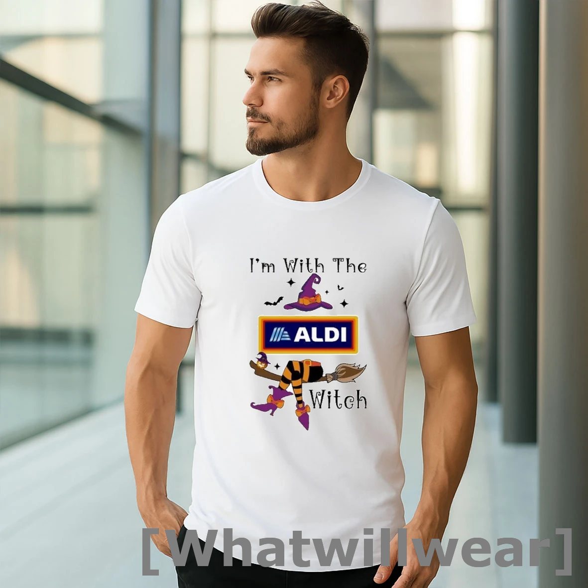 Official Aldi Im With The Witch Hat Halloween Shirts