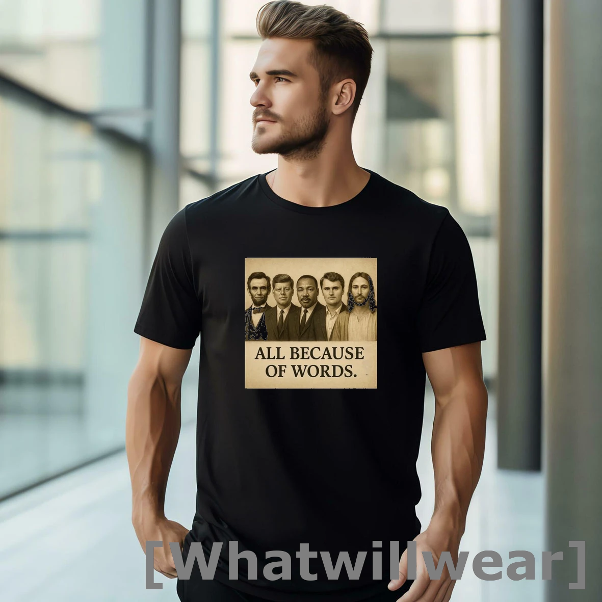 Official All Because Of Words Charlie Kirk Tshirts Sweater
