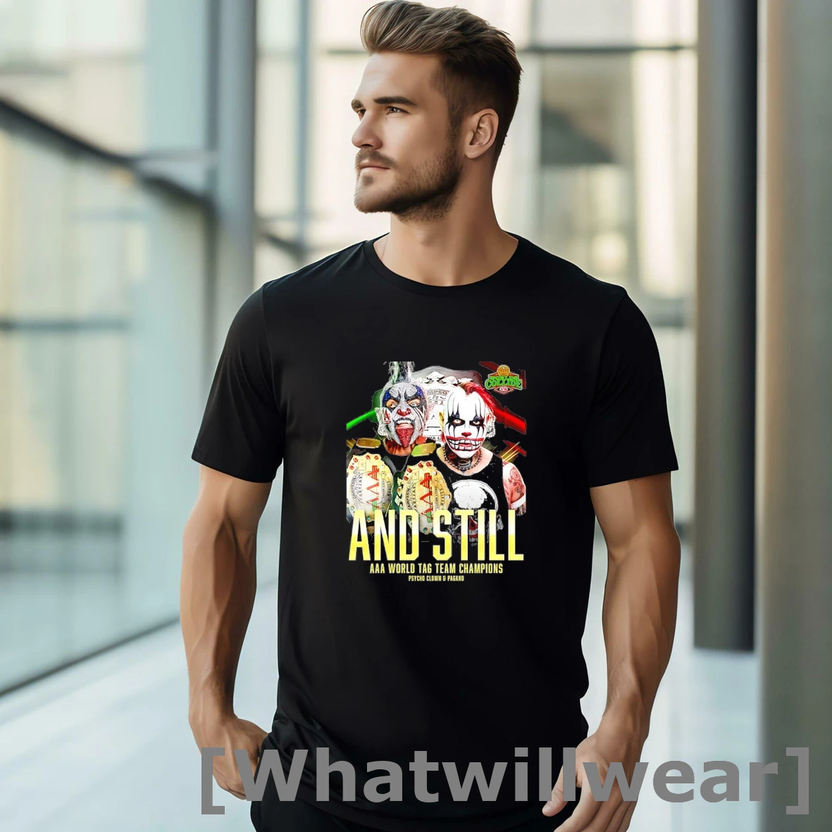 Official And Still Aaa World Tag Team Champions Psycho Clown And Pagano Shirts