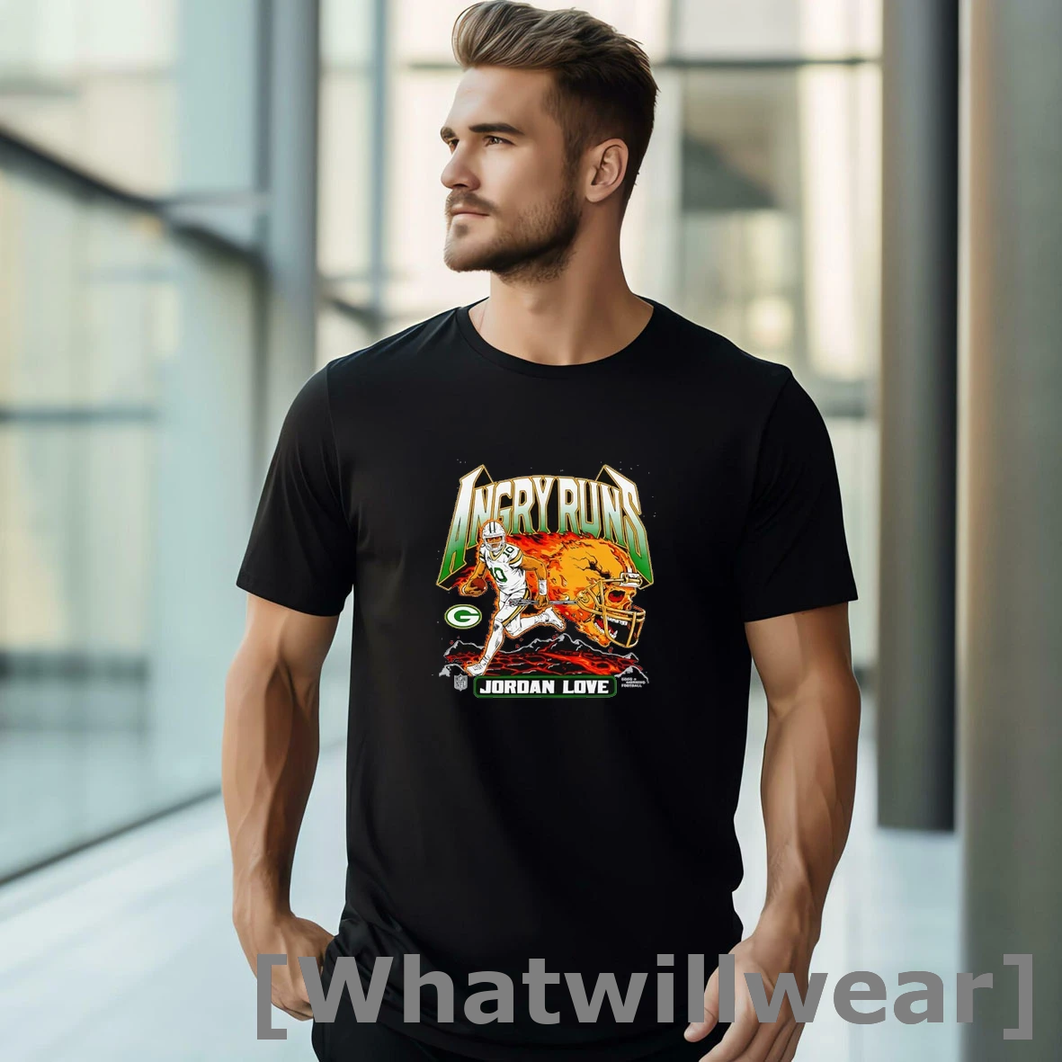 Official Angry Runs 2025 Green Bay Packers Jordan Love 10 Skull Helmet Tshirts Sweater