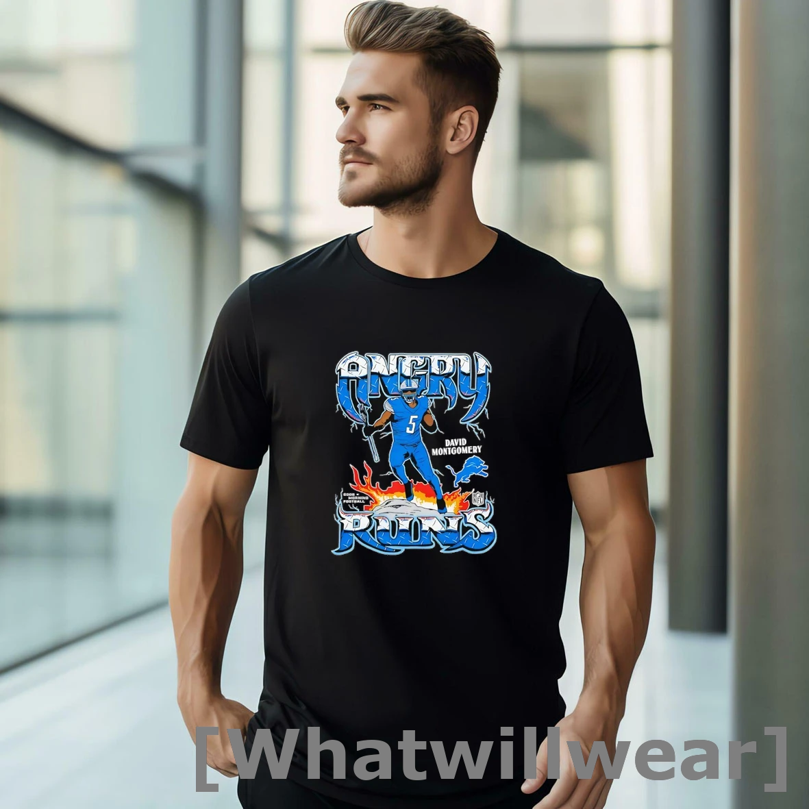 Official Angry Runs Nfl Detroit Lions David Montgomery Tshirts Sweater