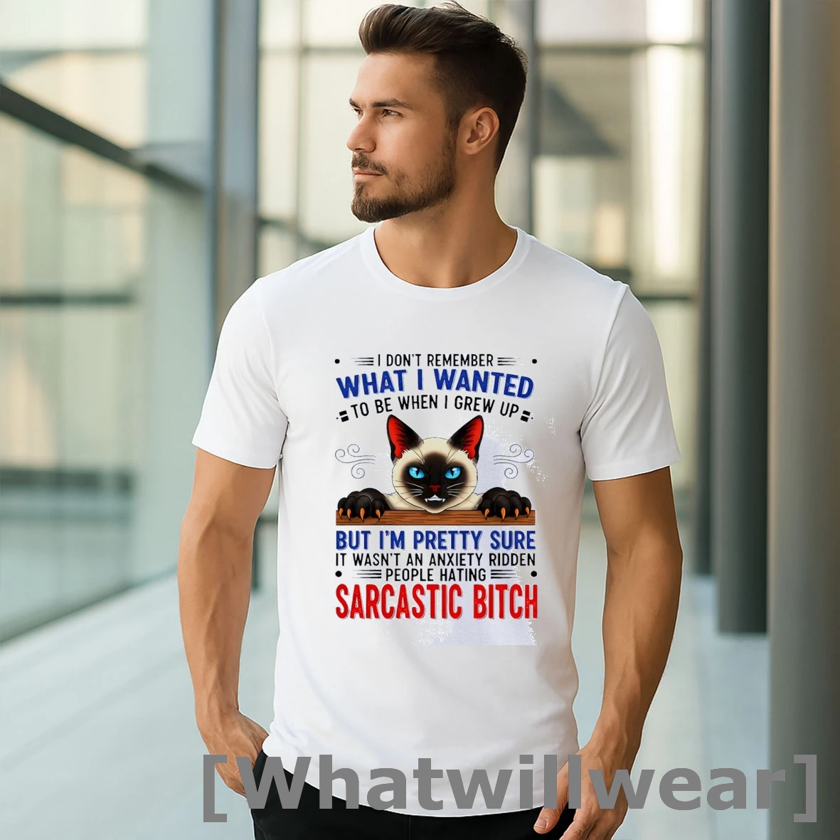 Official Angry Cat I Dont Remember What I Wanted To Be When I Grew Up But Im Pretty Sure It Wasnt An Anxiety Classic Mens Tshirts Sweater