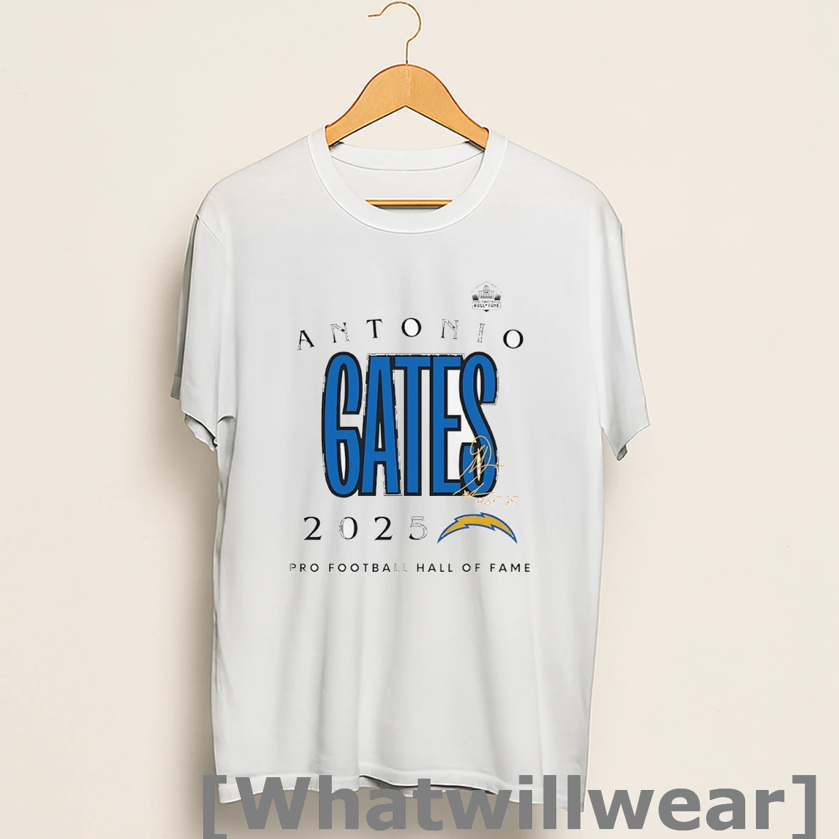 Official Antonio Gates 2025 Pro Football Hall Of Fame Signature Shirts
