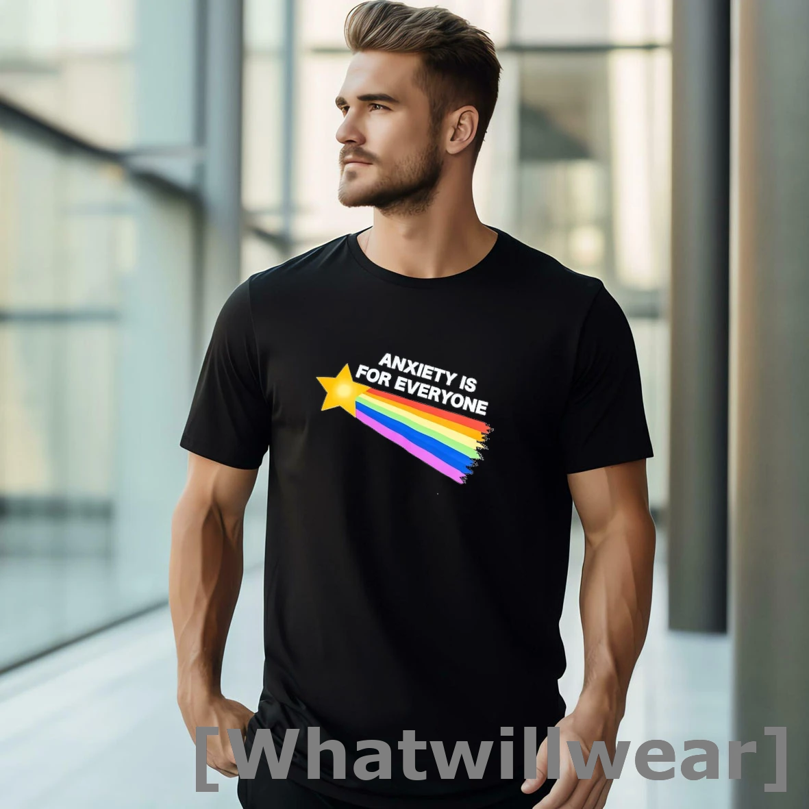 Official Anxiety Is For Everyone Star With A Rainbow Tshirts Sweater