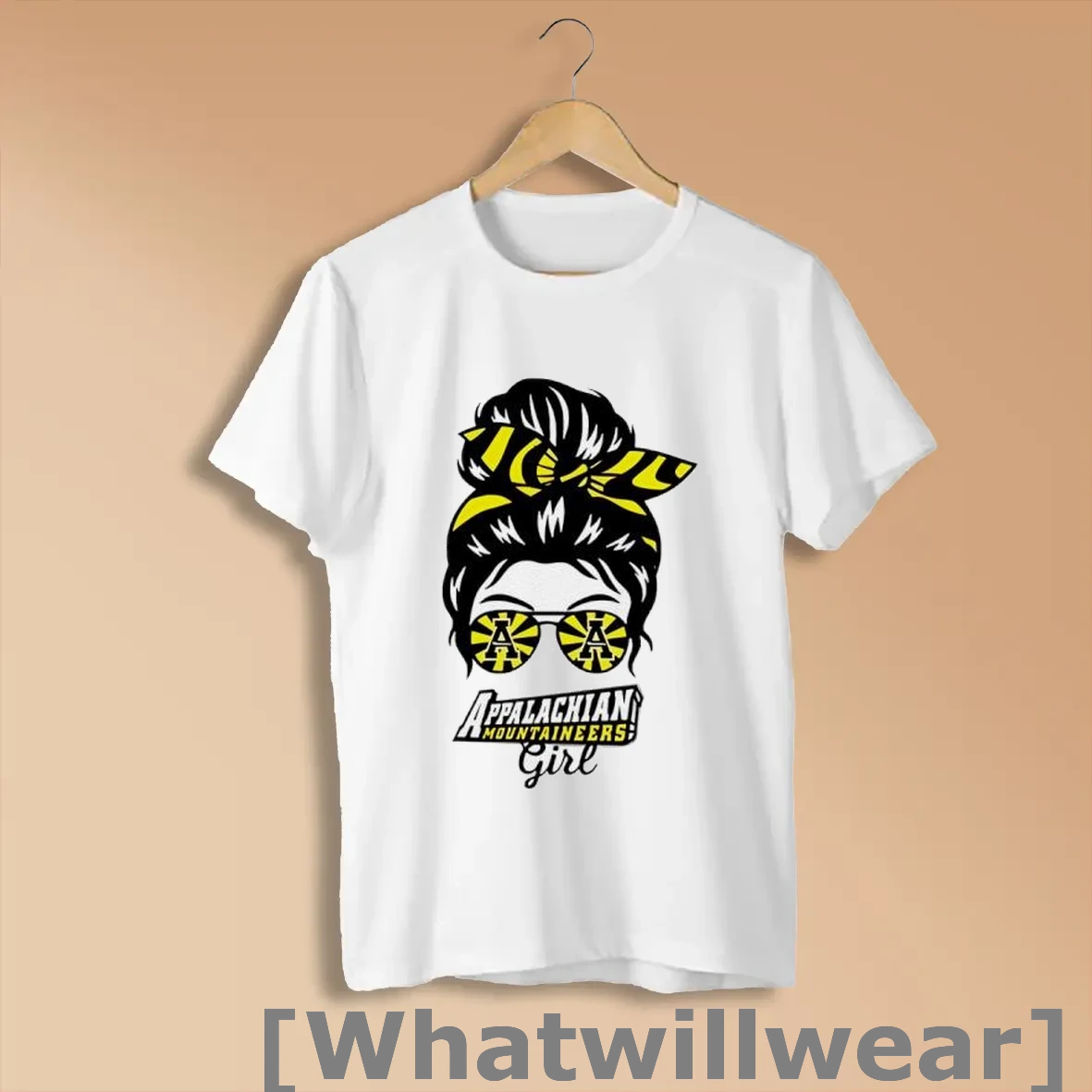 Official Appalachian State Mountaineers Girl Messy Bun Glasses Shirts