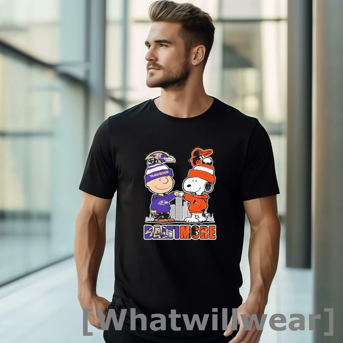 Official Baltimore Snoopy Fist Bump Charlie Brown Ravens And Orioles Shirts
